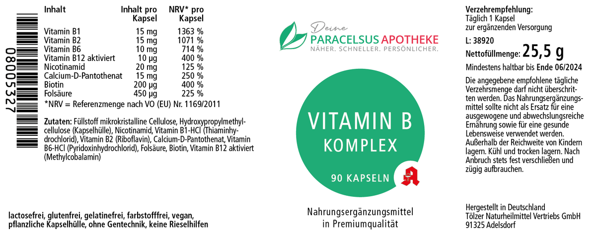 Inhaltsangabe DPA Vitamin B-Komplex